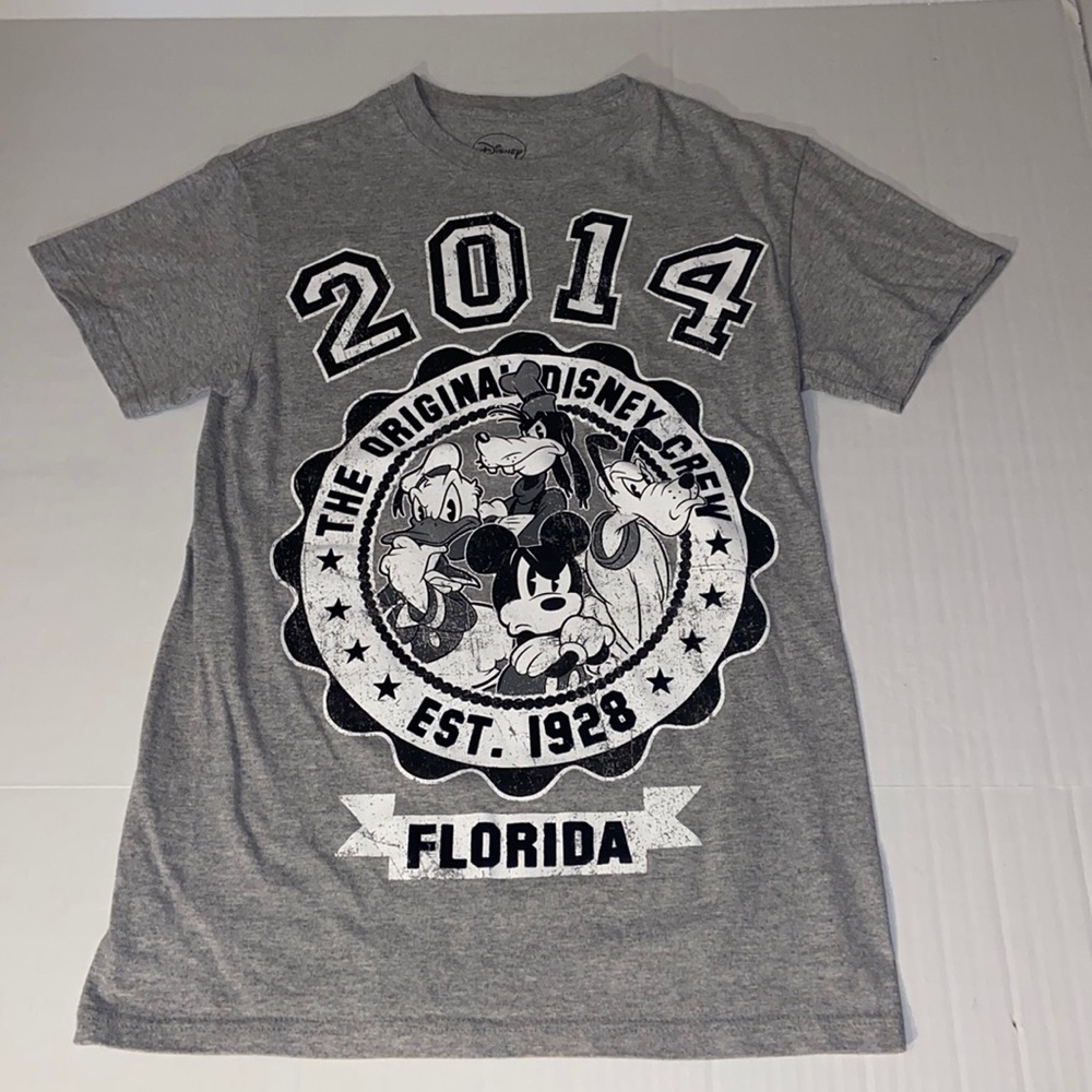 Disney 2014 The Original Disney Crew Unisex Small Distressed Graphic Tee Shirt